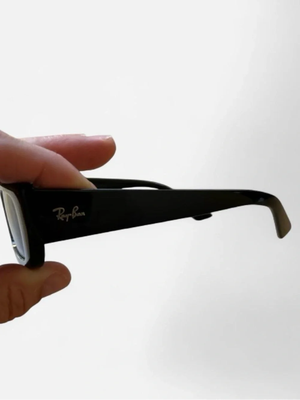 y2k Ray-Ban Kiliane Polished Black Rectangular Sunglasses Unisex Bio-based
